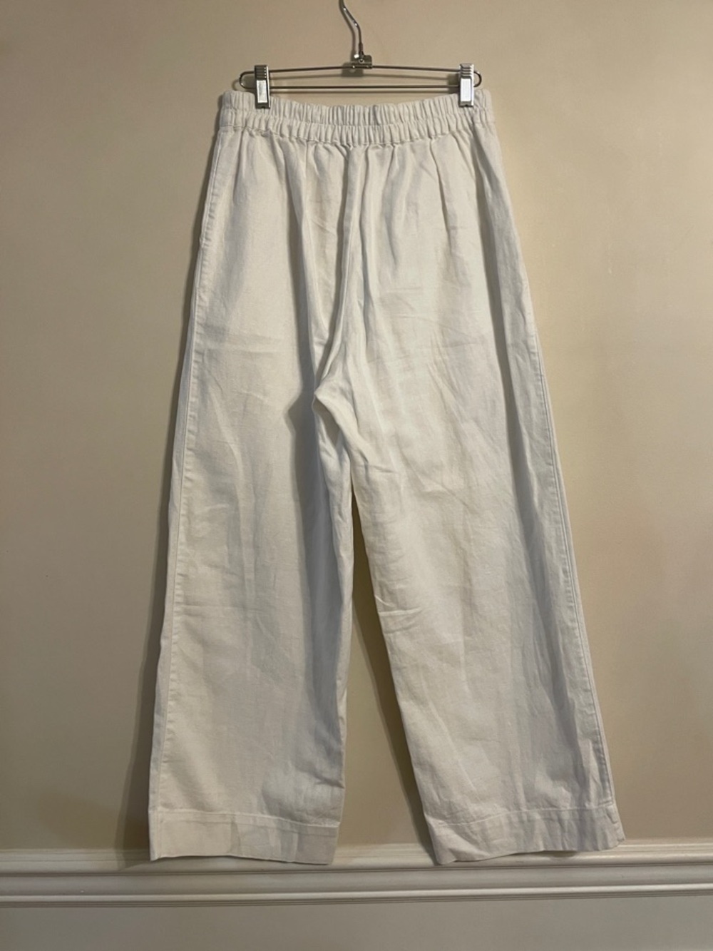 Madewell White Wide-Leg Linen-Blend Pants - Picture 3 of 10